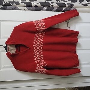 NWOT GAP XL 100% Lambswool Fair Isle Zip Neck Sweater